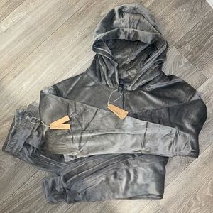 Skims Velour Hoodie & Jogger Pant in Gunmetal